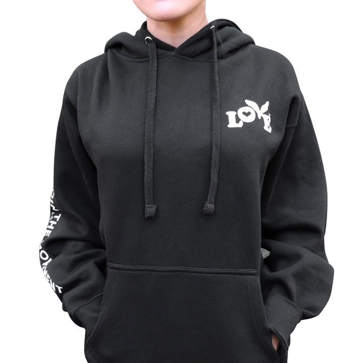 Love Button Unisex Pullover Hoodie - Black