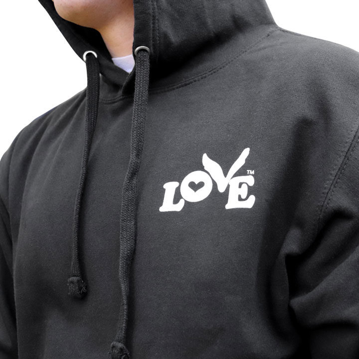 Love Button Unisex Pullover Hoodie - Black