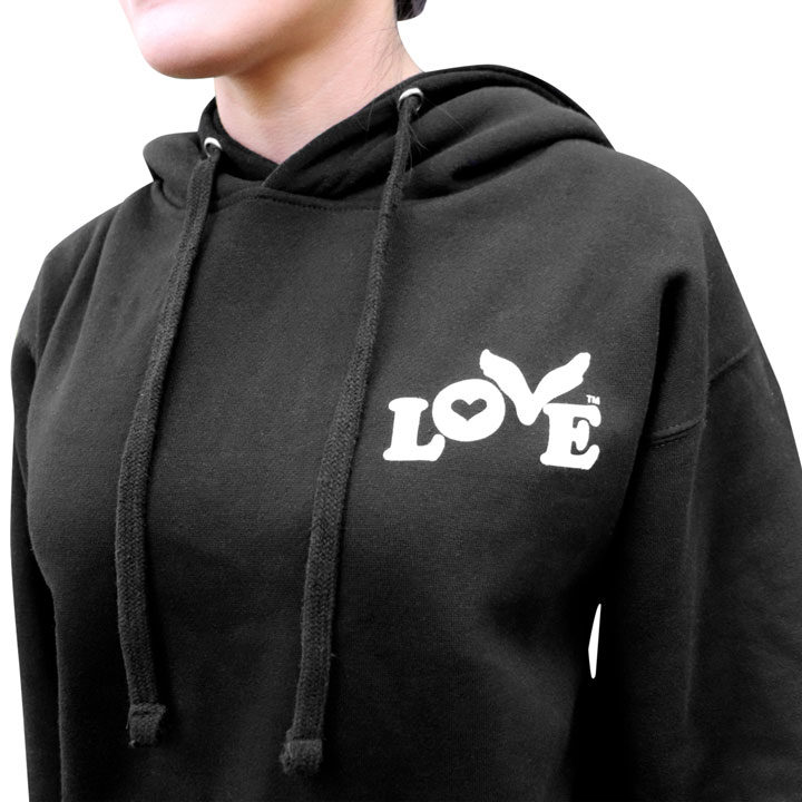 Love Button Unisex Pullover Hoodie - Black