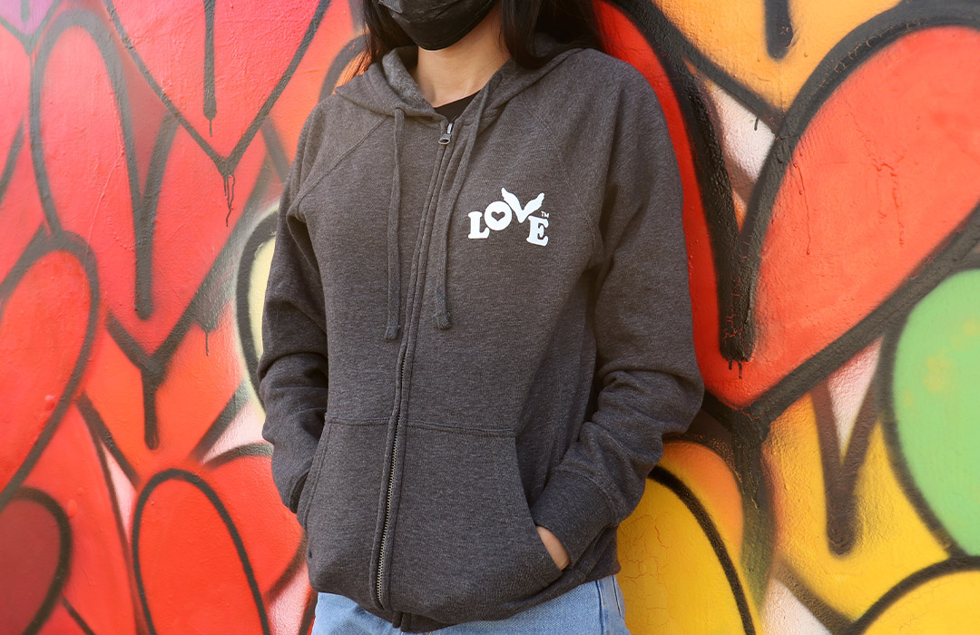 New Love Button Zip Hoodies