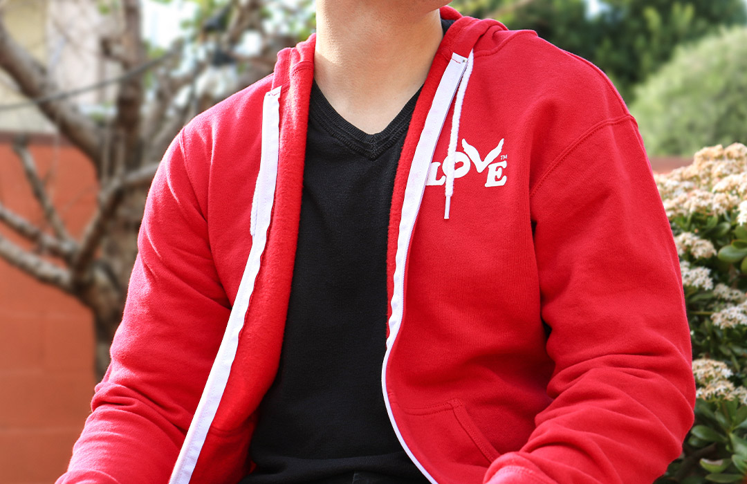 New Love Button Zip Hoodies