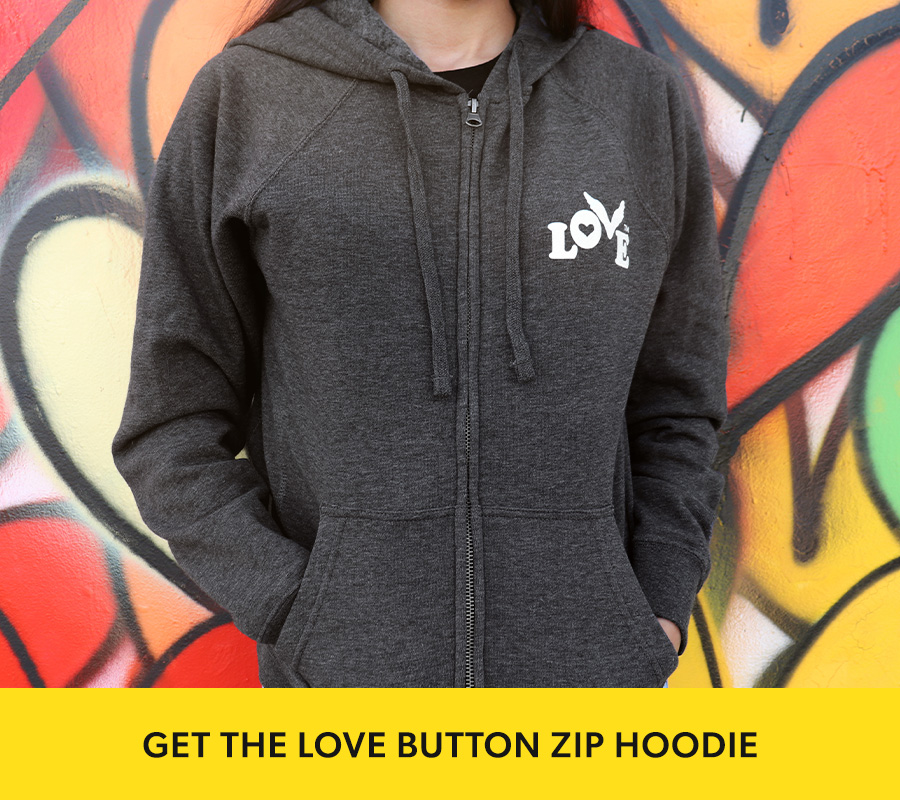 New Love Button Zip Hoodies