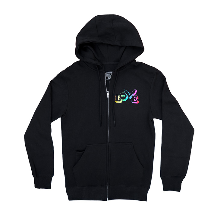 Rainbow Love Button Zip-up Hoodie