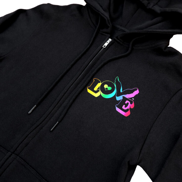 Rainbow Love Button Zip-up Hoodie