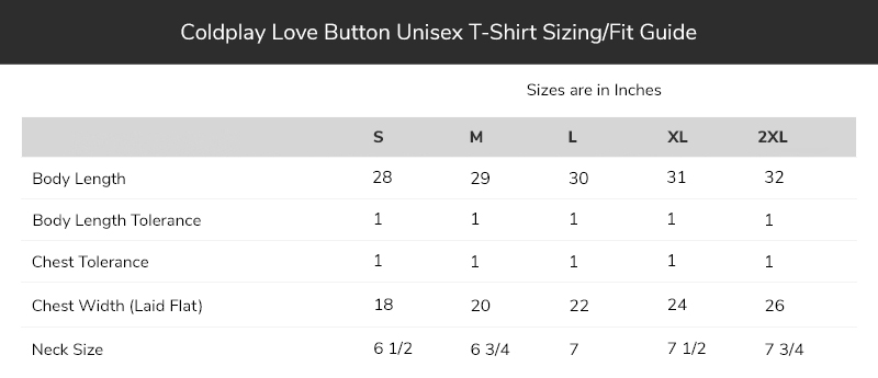 Coldplay True Love Music T shirt Unisex Adult